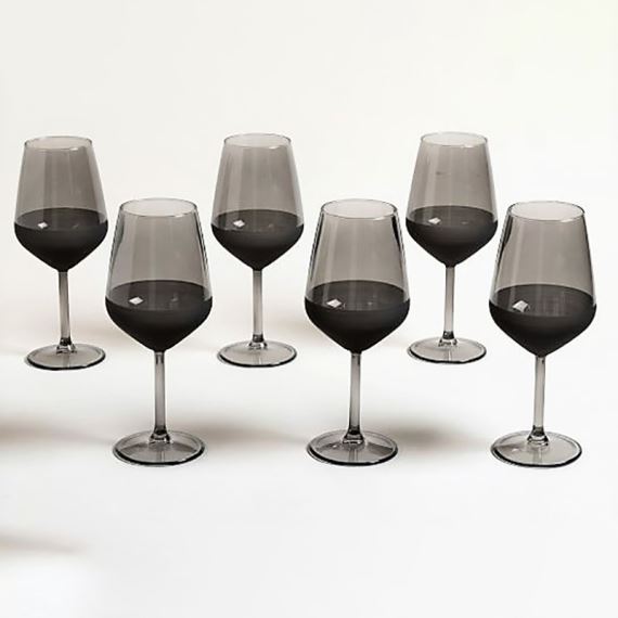 SET X 6 COPAS DE VINO ‘MERSIN’  GRIS FONDO ESMERILADO - 490 ML