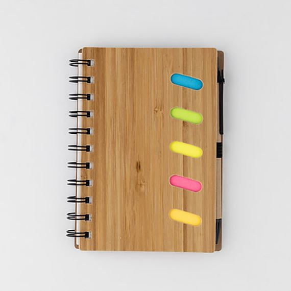 ECO-CUADERNO BAMBU CON POST-ITS  Y ECO BOLIGRAFO