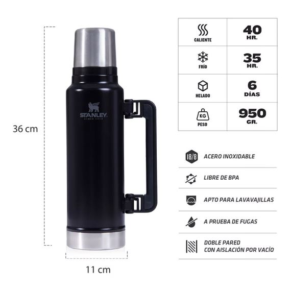 TERMO STANLEY CLÁSICO  CON MANIJA Y PICO CEBADOR - 1.4 L