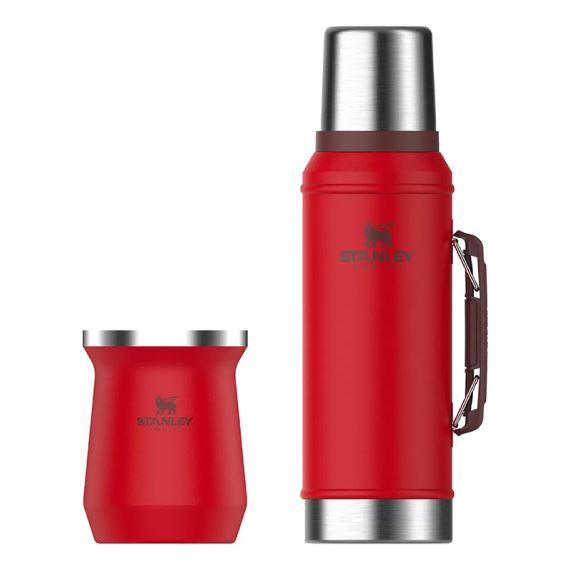 COMBO TERMO STANLEY ORIGINAL 950ML CON MANIJA Y PICO CEBADOR + MATE  STANLEY