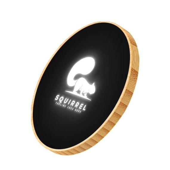 ECO CARGADOR INALÁMBRICO Qi  'LIGHTING BAMBOO' - ILUMINA TU LOGO